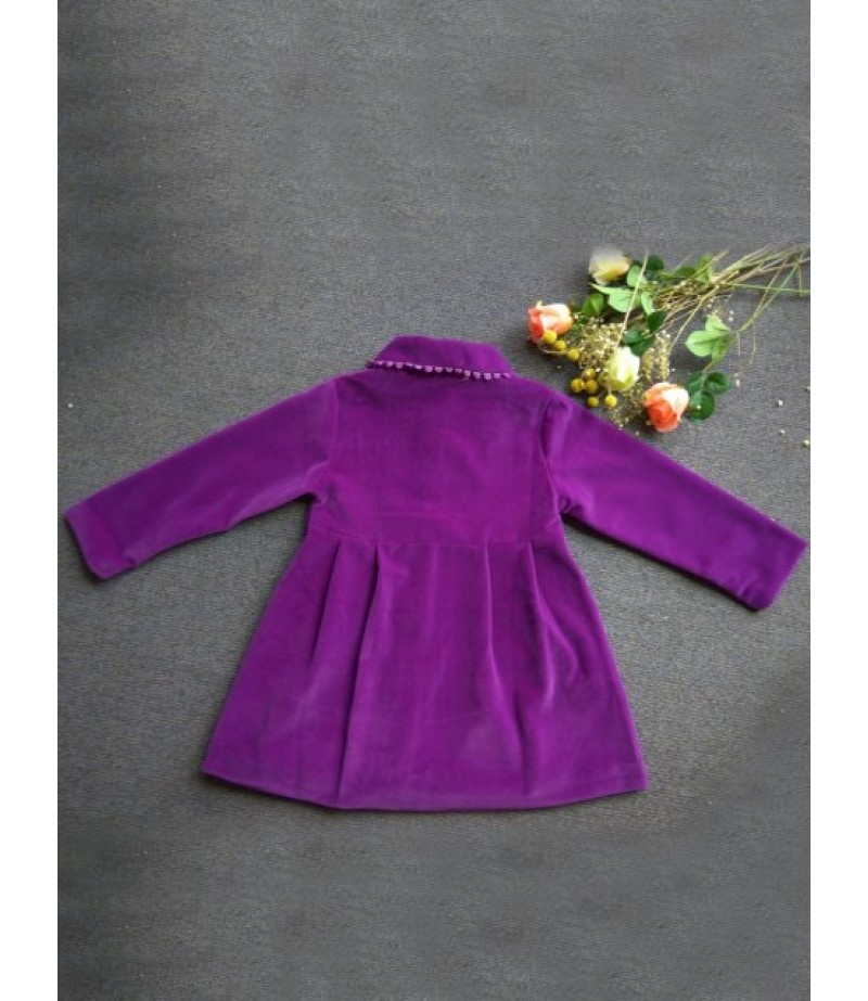 Fashionable Bowknot Embellish Single-Breasted Long Sleeve Coat For Girl