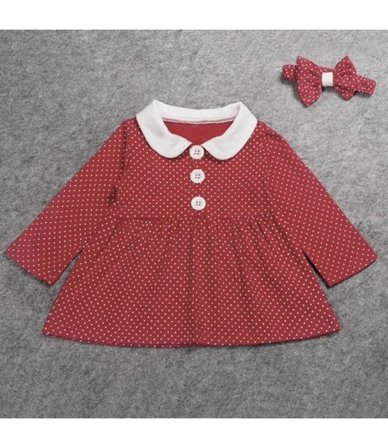 Cute Polka Dot Peter Pan Collar Long Sleeve Girl's Dress