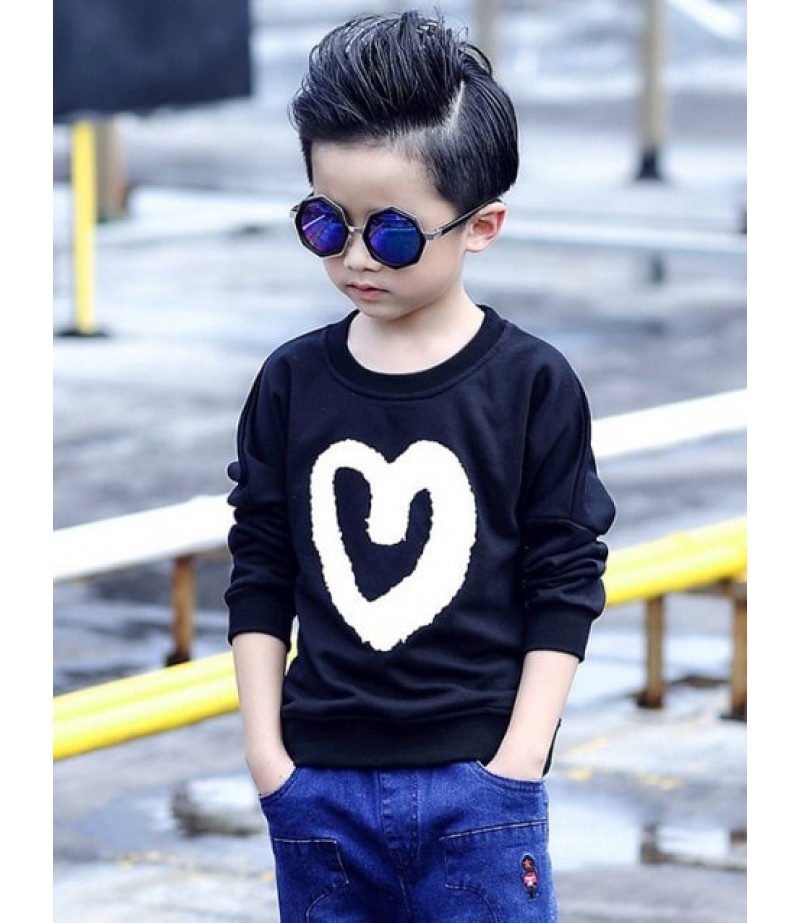 Long Sleeve Heart Print Sweatshirt