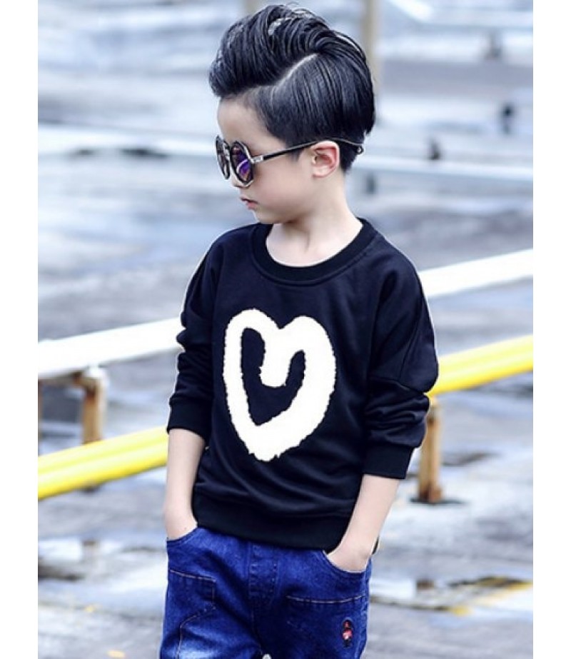 Long Sleeve Heart Print Sweatshirt