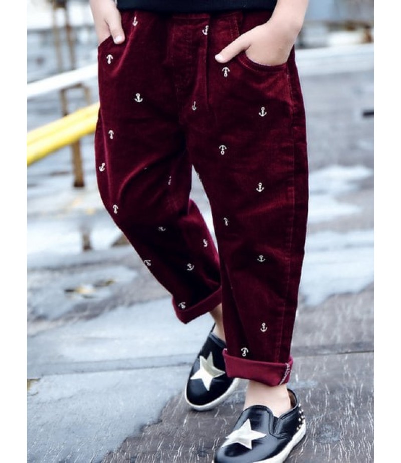 Elastic Waist Anchor Print Pants