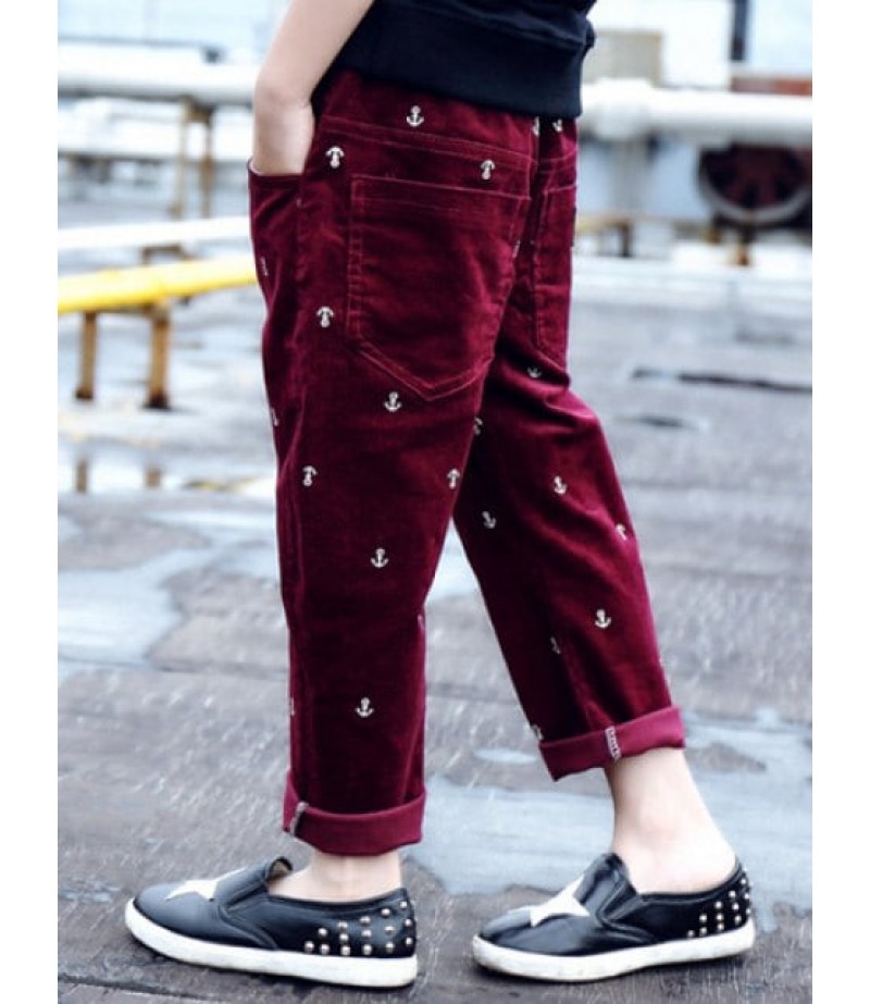 Elastic Waist Anchor Print Pants