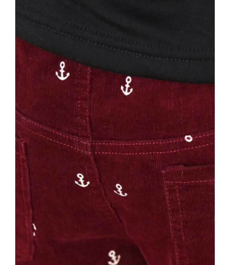 Elastic Waist Anchor Print Pants