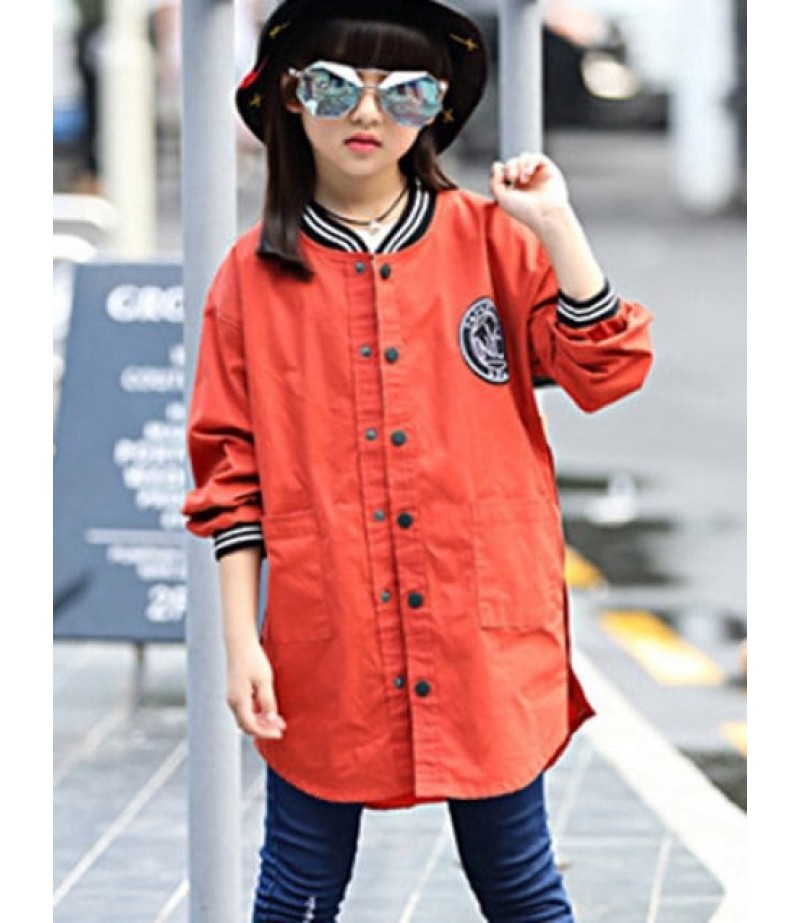 Long Sleeve Snap Button Baseball Trench Coat