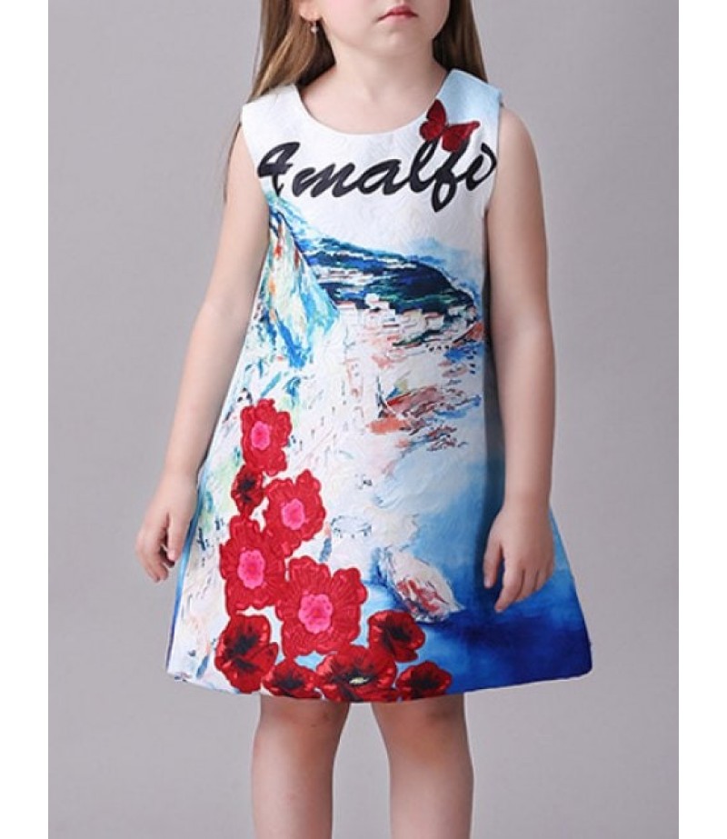 Scenery Print Princess Dress