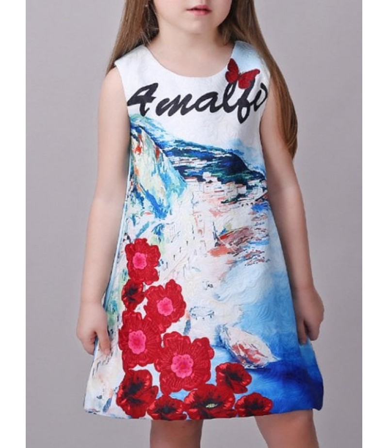 Scenery Print Princess Dress