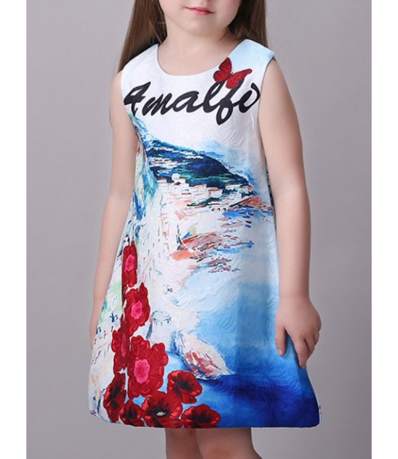 Scenery Print Princess Dress