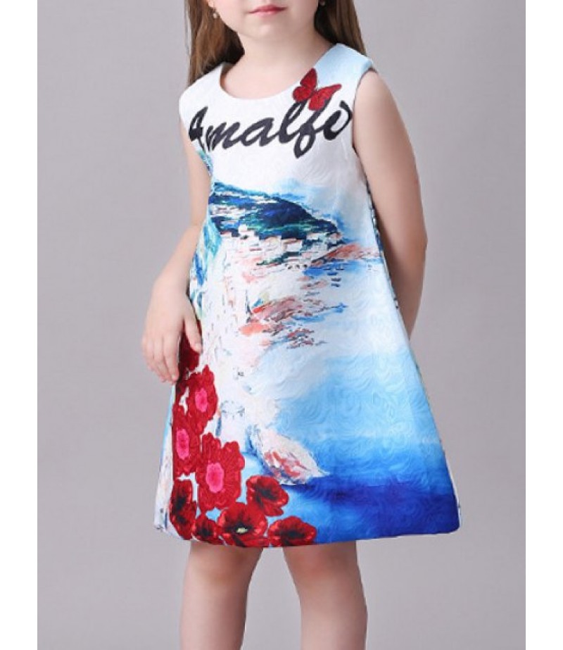 Scenery Print Princess Dress