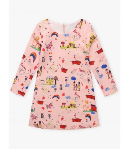 Kids Cartoon Print Mini Dress