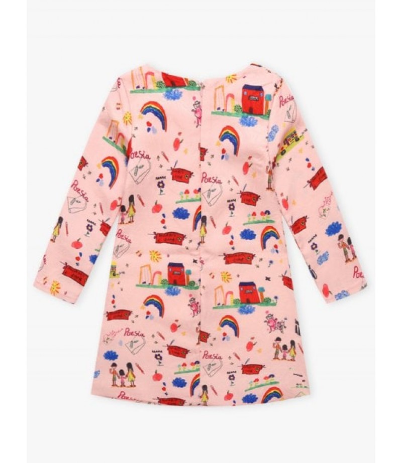 Kids Cartoon Print Mini Dress