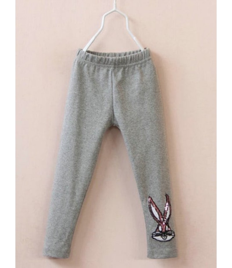 Sequin Embellished Rabbit Pattern Leggings