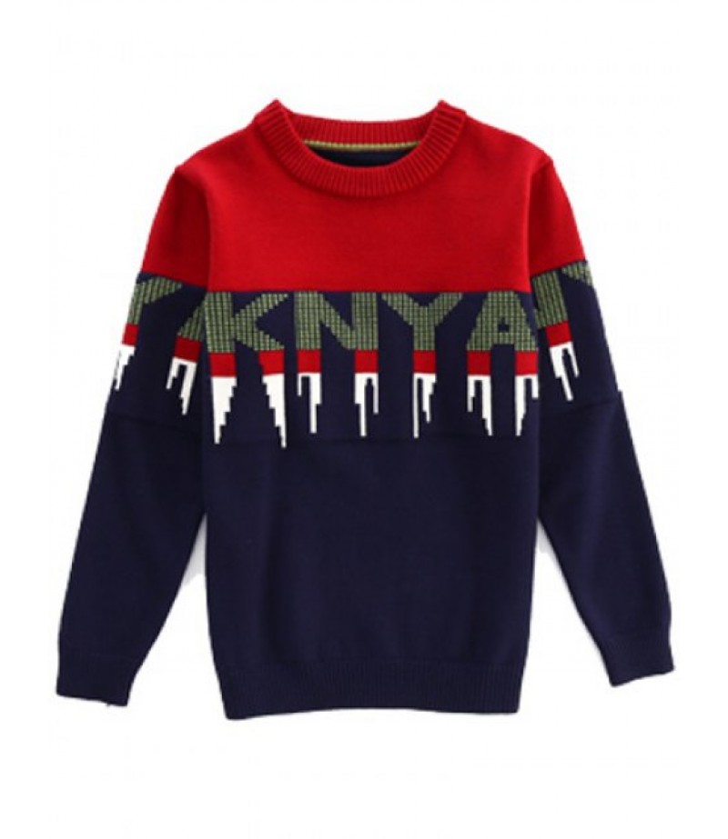 Crew Neck Letter Printed Sweater