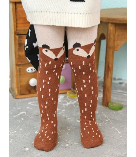 Cartoon Fox Print Kids Stockings