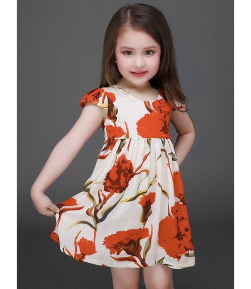 Mini Floral Print Kids Dress