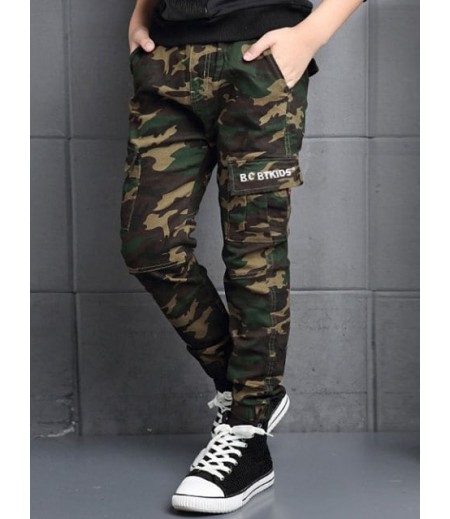 Elastic Waist Camouflage Cargo Pants