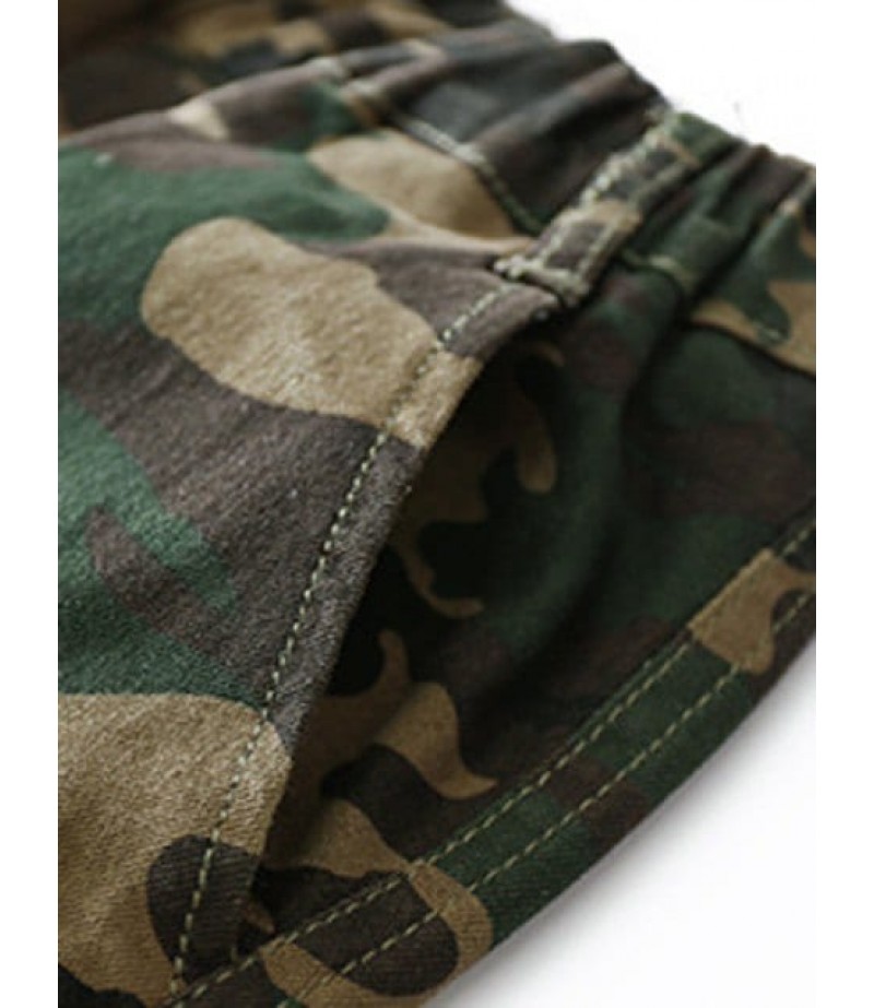 Elastic Waist Camouflage Cargo Pants