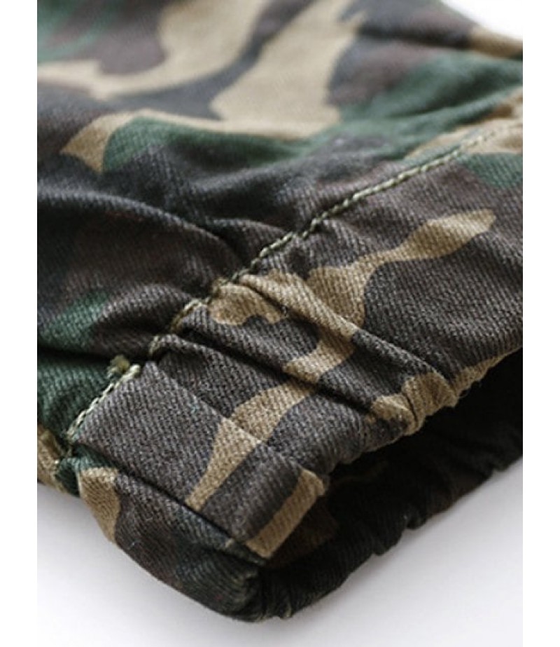 Elastic Waist Camouflage Cargo Pants