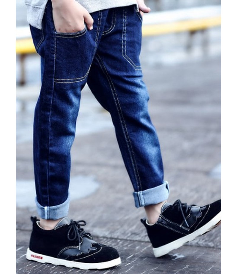 Straight Dark Color Wash Jeans