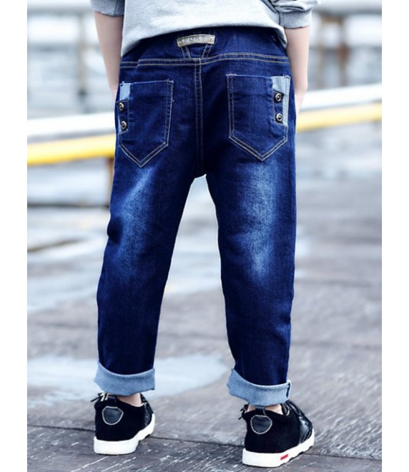 Straight Dark Color Wash Jeans