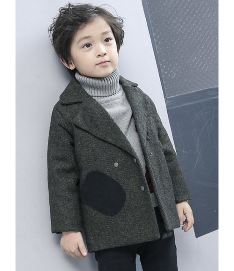 Boys Double-Breasted Wool Coat