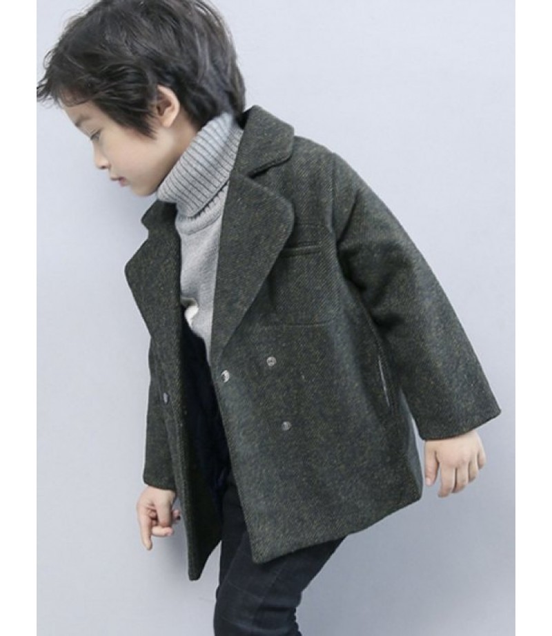 Boys Double-Breasted Wool Coat