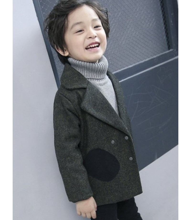 Boys Double-Breasted Wool Coat