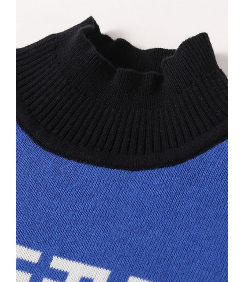 Boys Crew Neck Geometric Pullover Knit Sweater