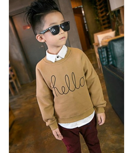 Casual Boys Crew Neck Letter Print Sweatshirt