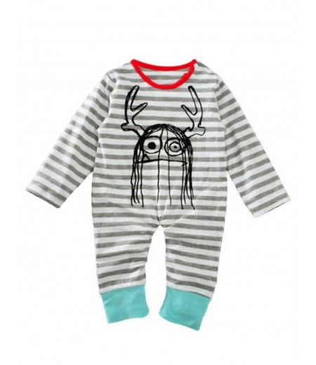 Baby Newborn Toddler Print Striped Long Sleeve Jumpsuit Bodysuit