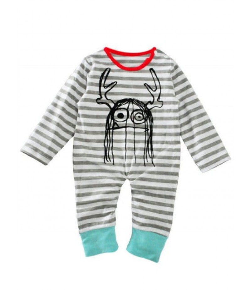 Baby Newborn Toddler Print Striped Long Sleeve Jumpsuit Bodysuit