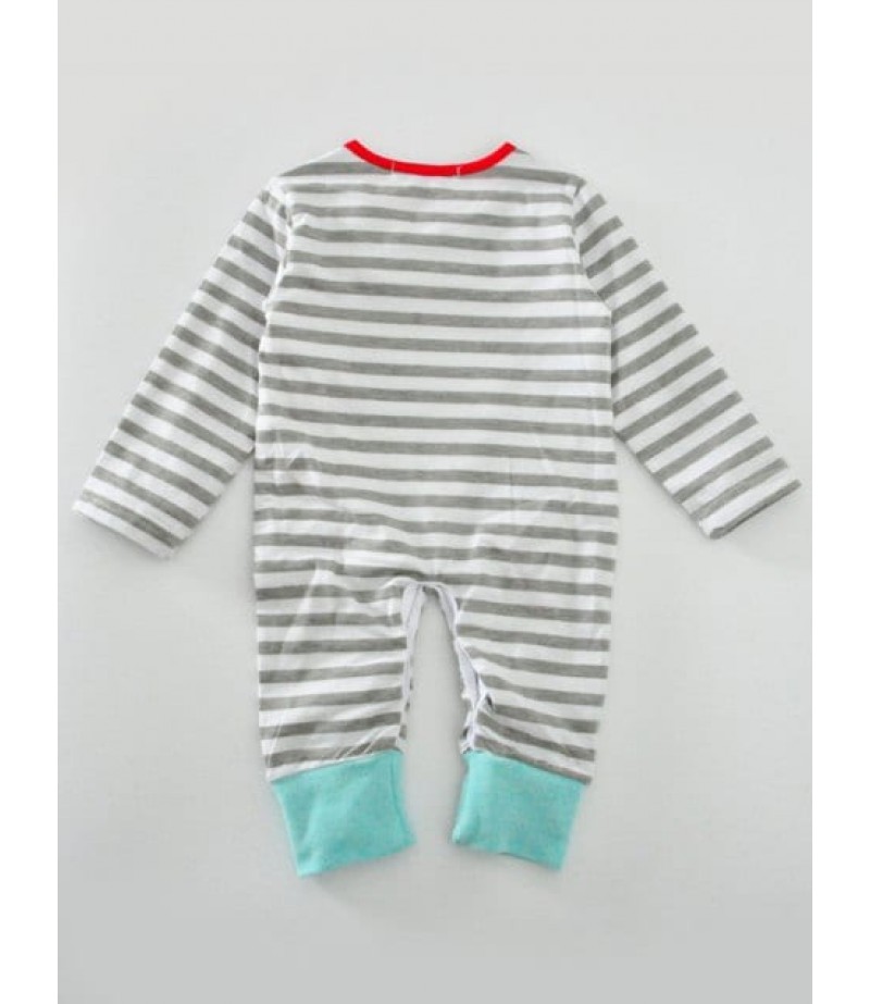 Baby Newborn Toddler Print Striped Long Sleeve Jumpsuit Bodysuit