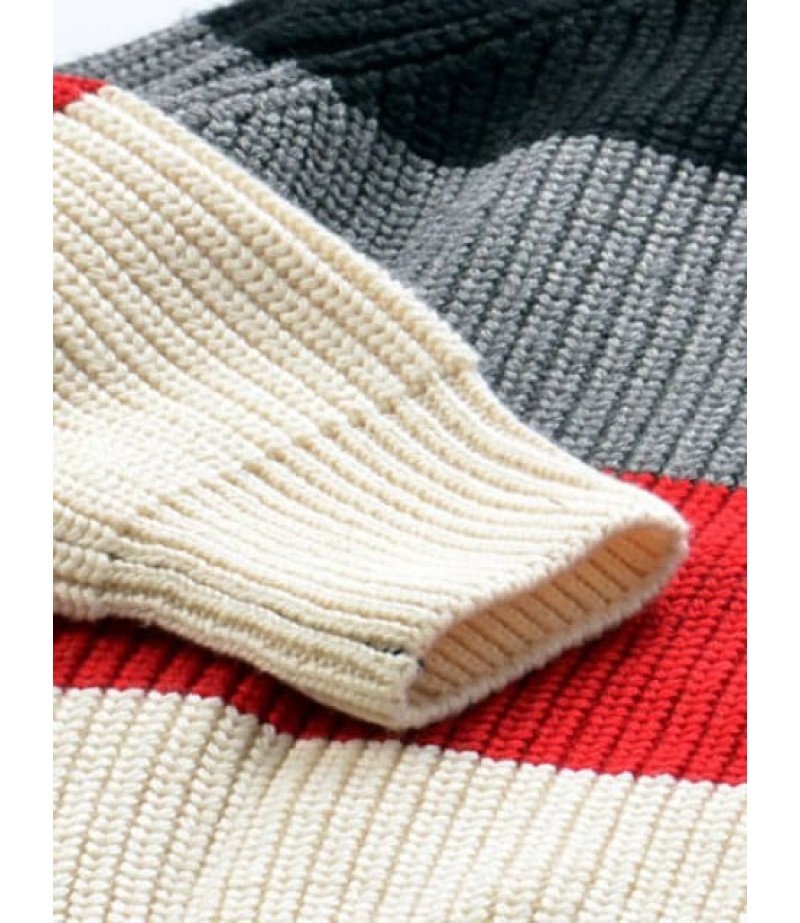 Stripe Knitted Pullover Sweater