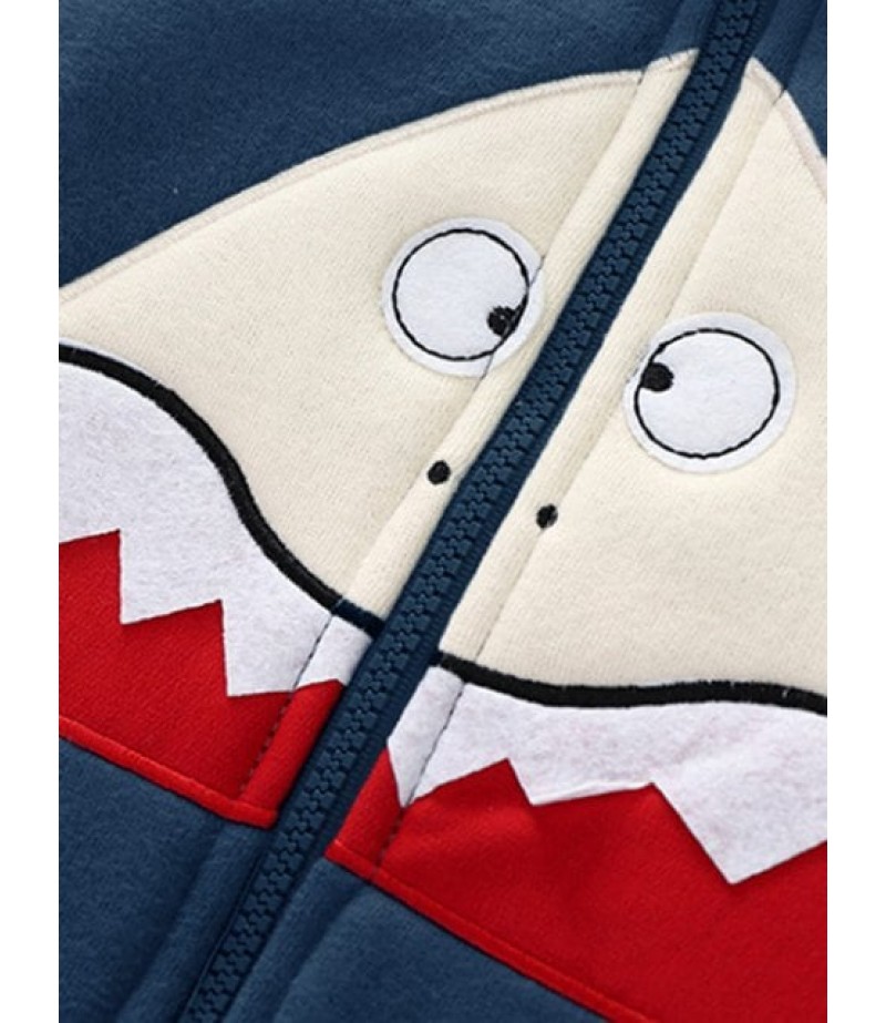 Kids Hooded Clown Print Cartoon Coat