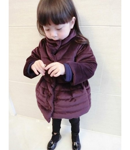 Kids Bowknot Long Padded Coat