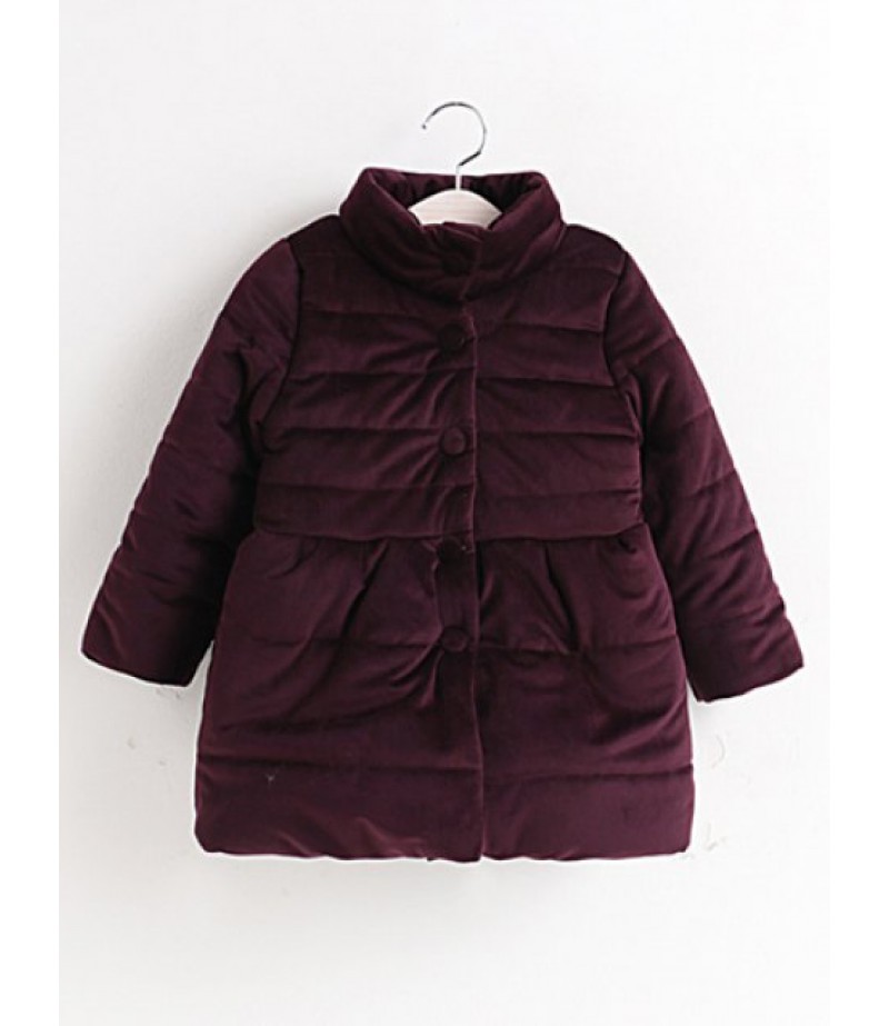 Kids Bowknot Long Padded Coat