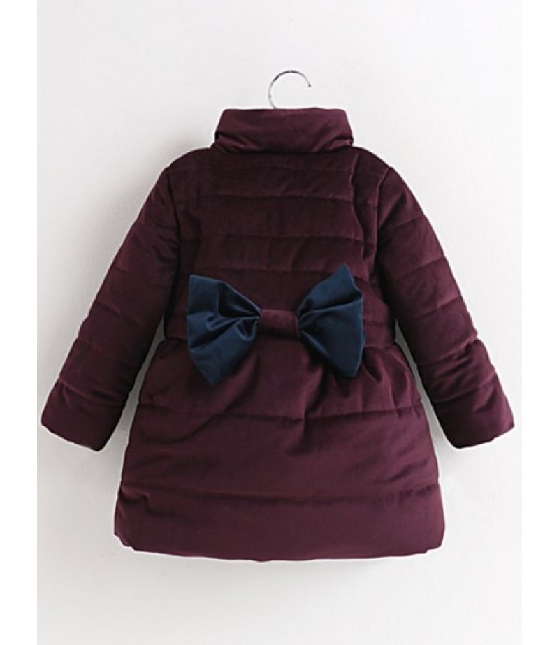 Kids Bowknot Long Padded Coat