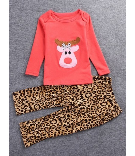 Christmas Deer T-Shirt + Leopard Print Pants