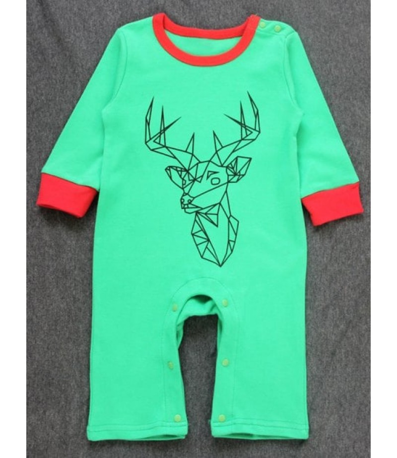 Baby Christmas Deer Printed Jumpsuit