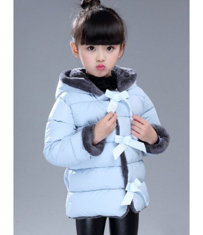 Hood with Hairball Bow-Front Puffer Coat