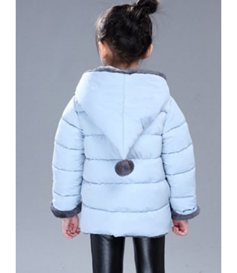 Hood with Hairball Bow-Front Puffer Coat