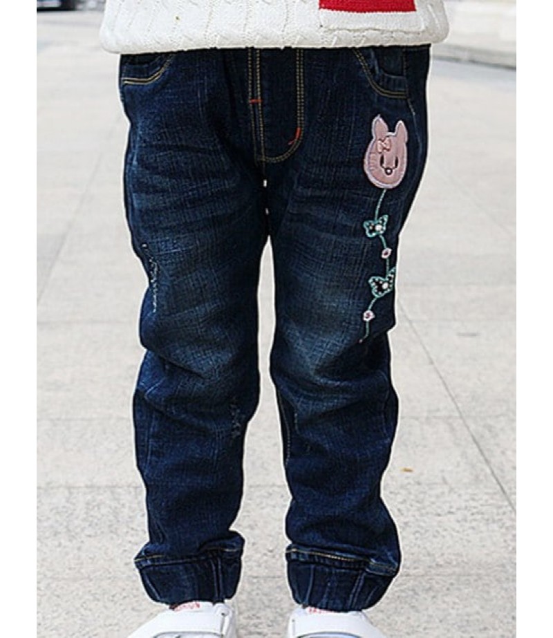 Cartoon Embroidery Jeans