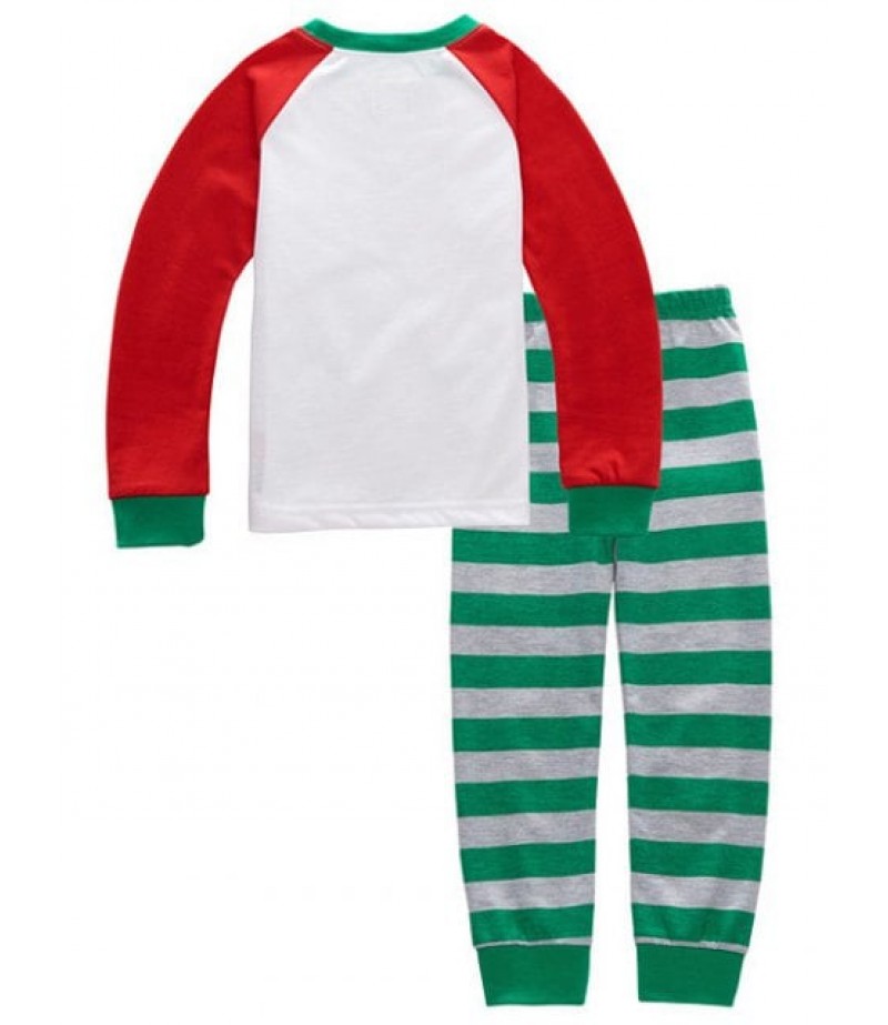 Santa Clause Print T-Shirt Stripe Pants Pyjamas Sets