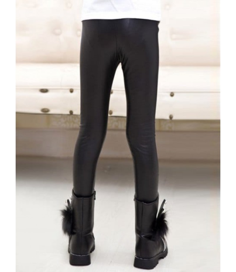 Cotton Liner Faux Leather Leggings Pants