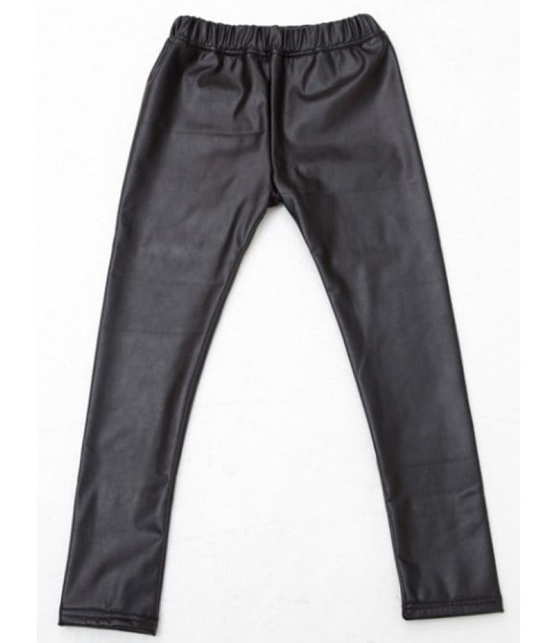 Cotton Liner Faux Leather Leggings Pants