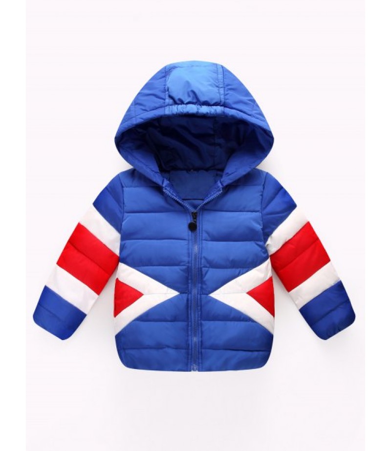 Kids Hooded Color Block Puffer Coat