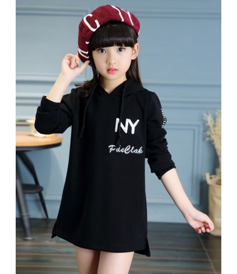 Kids Letter Print Mini Hoodie Dress