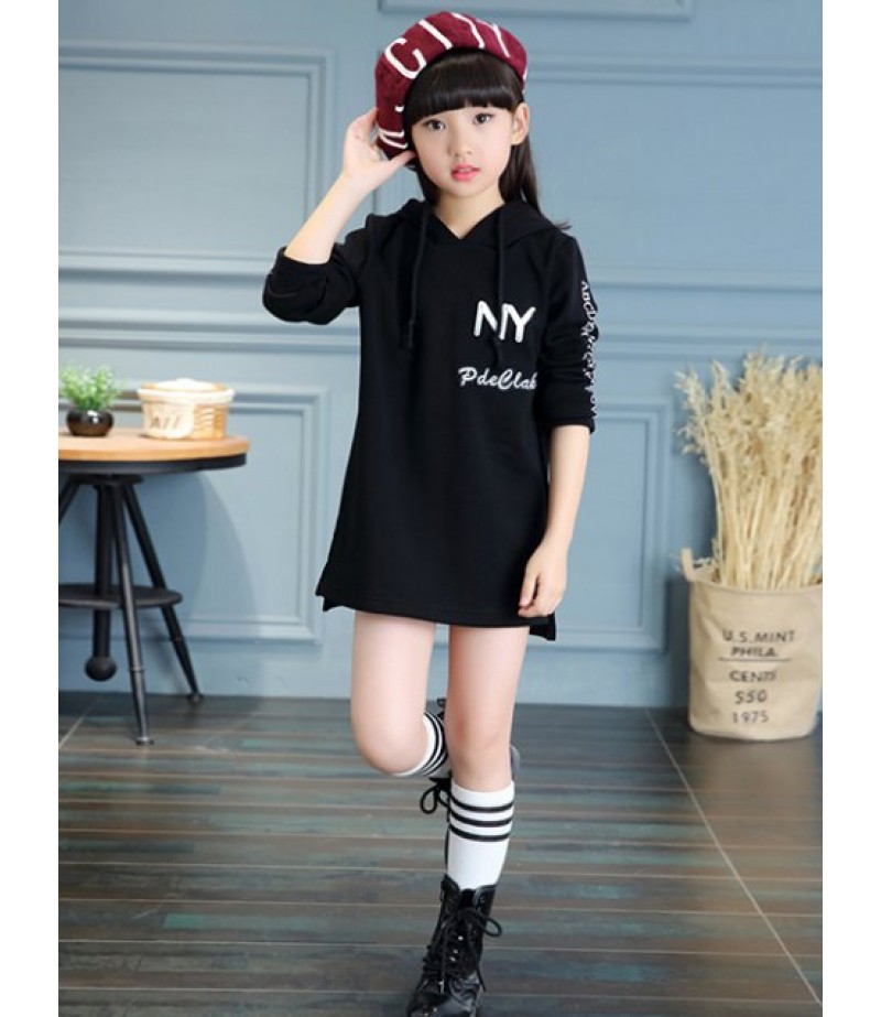 Kids Letter Print Mini Hoodie Dress