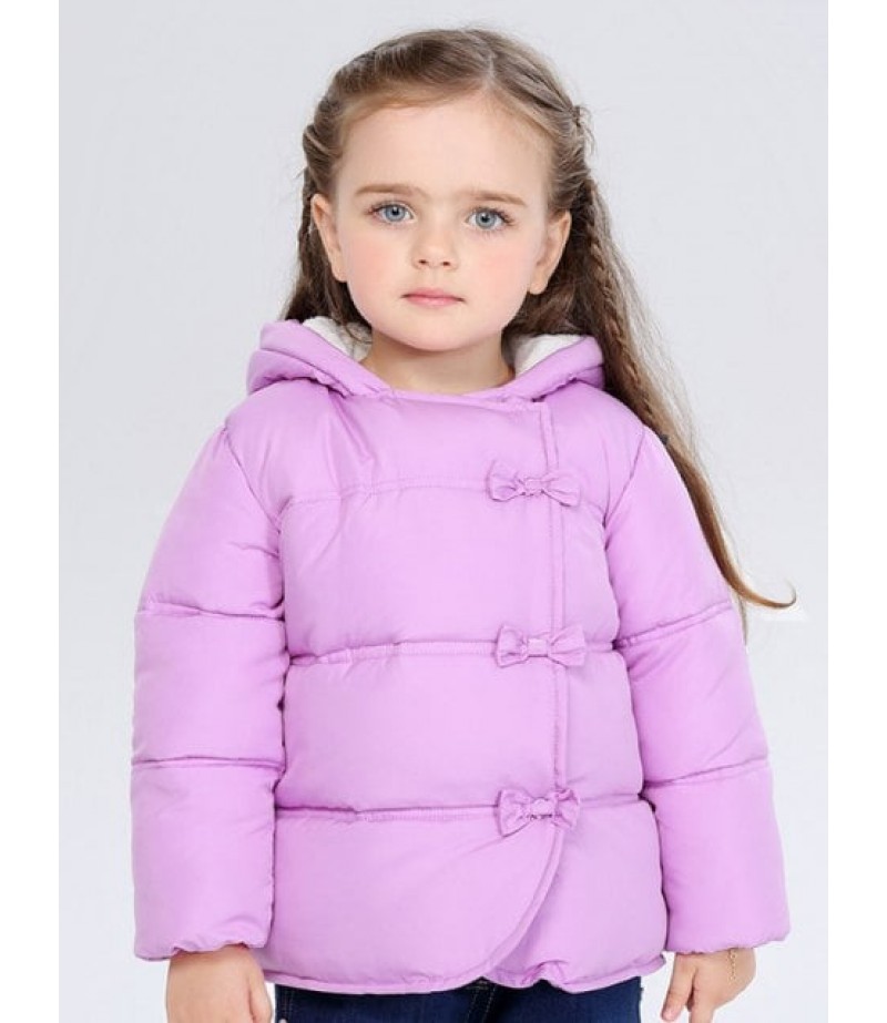 Kids Hooded Bowknot Puffer Jacket