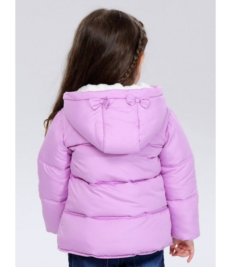 Kids Hooded Bowknot Puffer Jacket