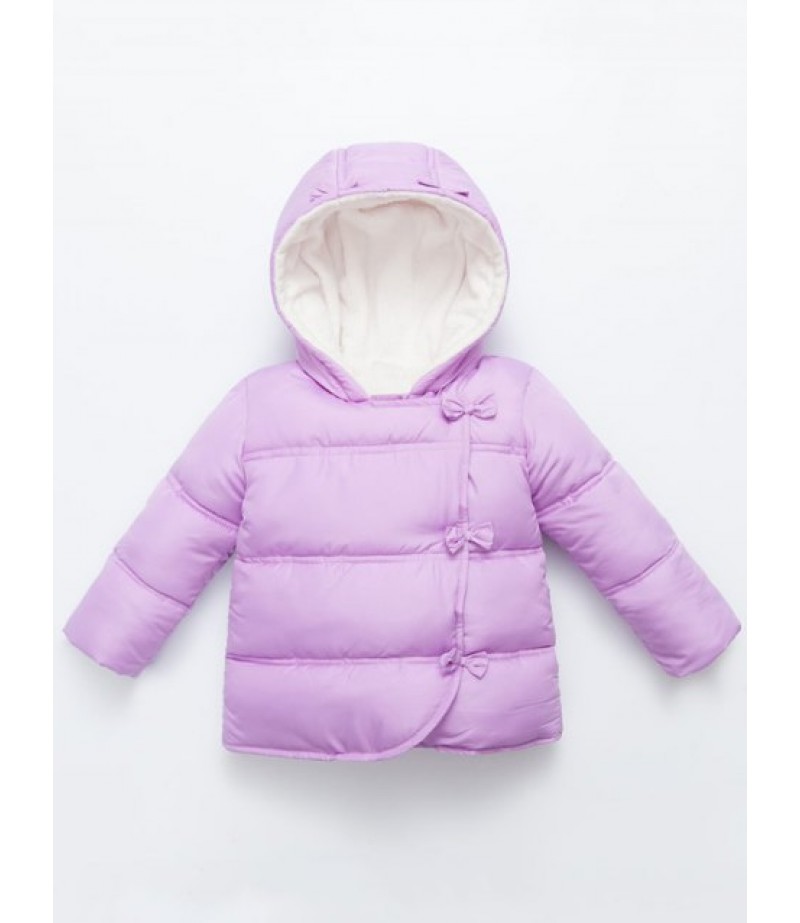 Kids Hooded Bowknot Puffer Jacket